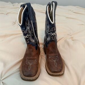 Old West Blue and Brown Cowboy Boots